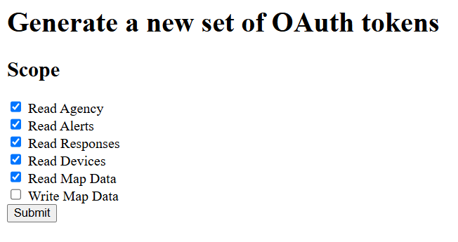 Generate Active911 OAuth credentials screenshot