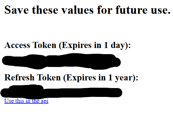 Save the Refresh Token screenshot
