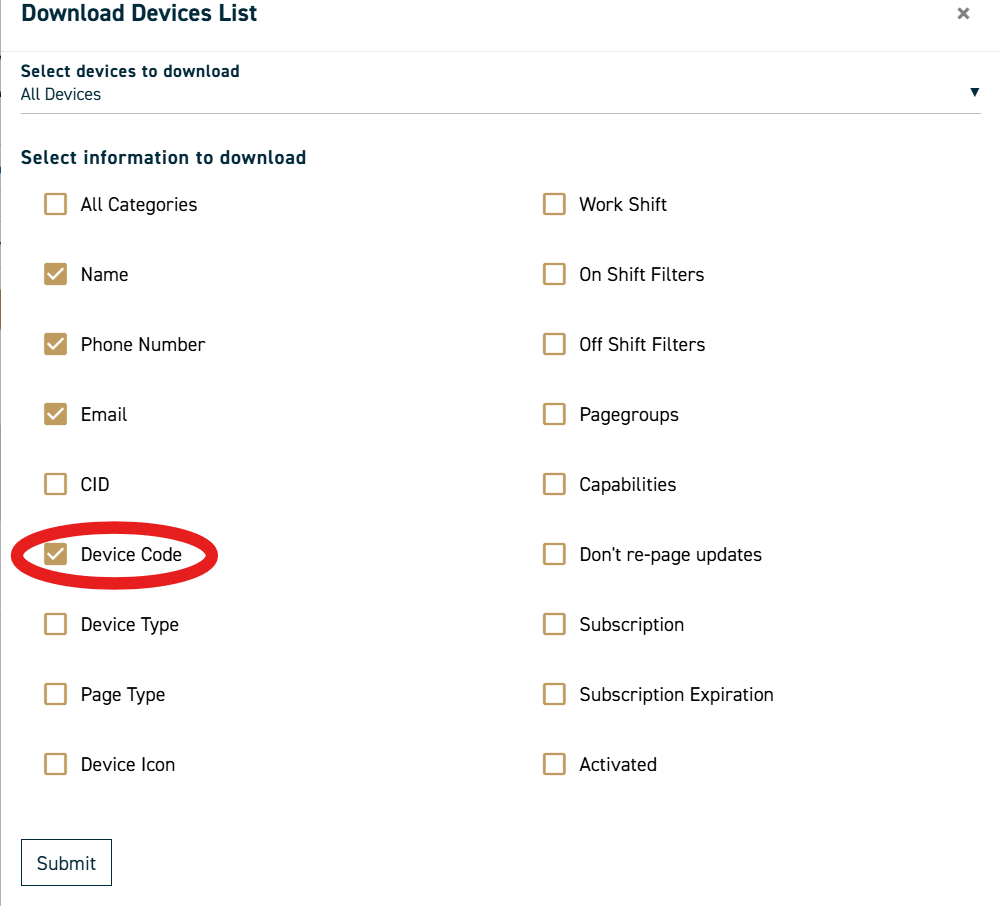 Active911 Download Devices List screen