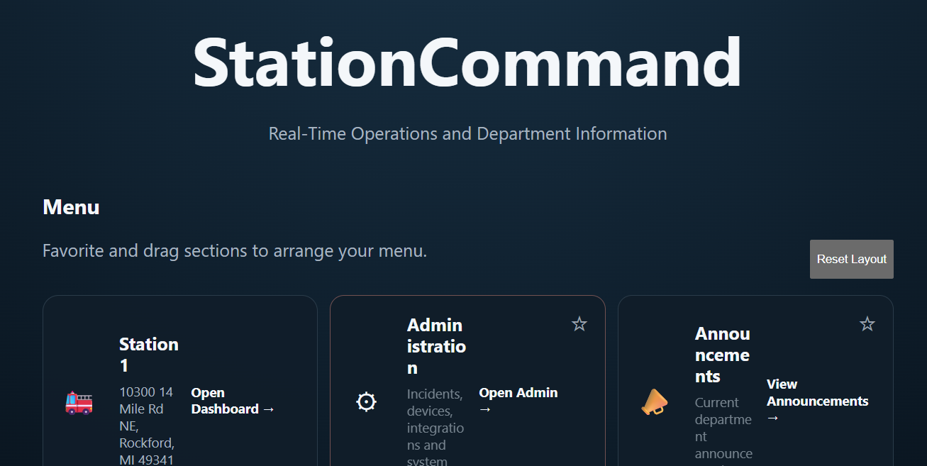 StationCommand menu